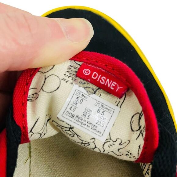 Vans x Disney Unisex Mickey Red Black Yellow Sneakers Shoes Size M 5 W 6.5 - Picture 8 of 10